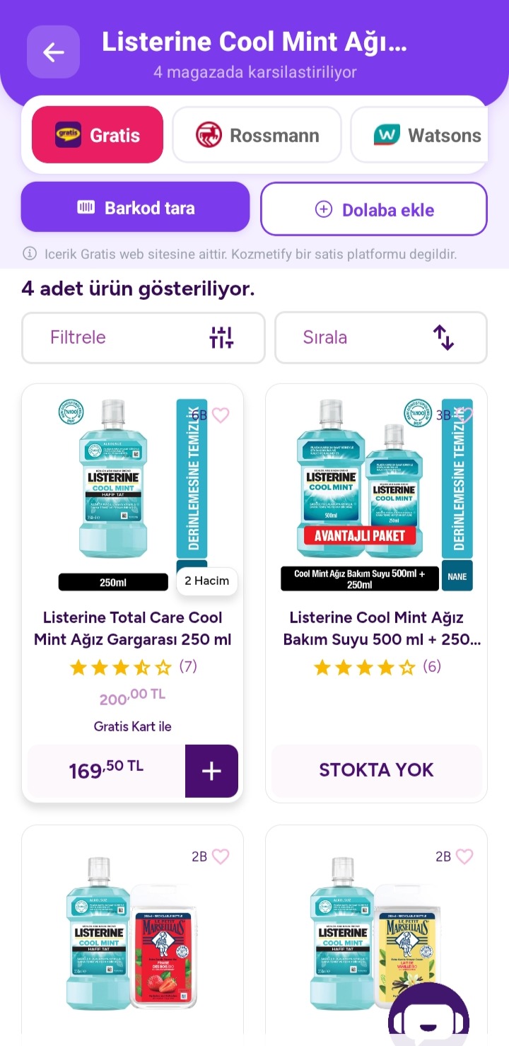 Kozmetify screen