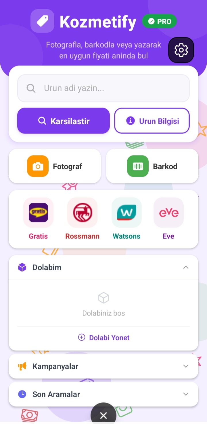 Kozmetify launch screen